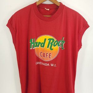 Vtg Hard Rock Cafe Graphic T-Shirt Men's XL Red Champ Sportswear Sleeveless